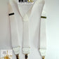 Hold-Ups Y-back All White Casual Series 1 1/2" wide Suspenders with USA Patented No-slip Gold Clips