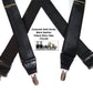 Hold-Ups Black Satin Finish 1 1/2" Wide in X-back suspenders with Patented No-slip Silver Clips