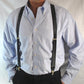 Hold-Ups Black Satin Finish 1 1/2" Wide in X-back suspenders with Patented No-slip Silver Clips