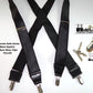 Hold-Ups Black Satin Finish 1 1/2" Wide in X-back suspenders with Patented No-slip Silver Clips