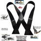 X-back Holdup Shadow Black Heavy Duty Work Suspenders with jumbo USA Patented Gripper Clasps