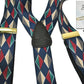 Hold-Ups Diamond Back Pattern Suspenders 1 3/8" in X-back w/ USA Patented No-slip Gold Clips