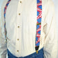 HoldUp Brand X-back Suspenders in American Flag Pattern with patented Gold-tone no-slip clips