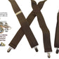 Hold-Ups Classic Dark Brown Suspenders with Silver No-slip Clips and X-back Leat