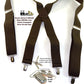 Hold-Ups Classic Dark Brown Suspenders with Silver No-slip Clips and X-back Leat