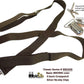 Hold-Ups Classic Dark Brown Suspenders with Silver No-slip Clips and X-back Leat