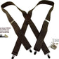 Hold-Ups Classic Dark Brown Suspenders with Silver No-slip Clips and X-back Leat