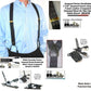 Holdup Black on black Jacquard reverse diamond pattern suspender in dual Clip Double-Ups Style with black No-slip Clips