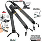 Holdup Brand Gray Stripe Jacquard Dual Clip Double-ups with USA Patented No-slip Metal Clips