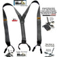 Holdup Brand Gray Stripe Jacquard Dual Clip Double-ups with USA Patented No-slip Metal Clips