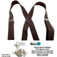 Holdup Suspender Company's Dark Java Brown Casual Series X-back Suspenders with Patented No-slip Nickel plated Clips