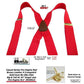 Holdup brand XL Fire Engine Red X-back Style Suspenders for the Big and Tall man with Patented No-slip Gold-tone Clips