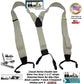 Holdup Brand Silver Fox Grey Dual-clip Double-ups Style Suspenders 1 1/2" wide with Patented No-slip Clips