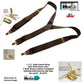 Dark Java Brown Casual Series Holdup Y-back Suspenders with Patented No-slip Gold-tone Clips