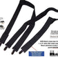 All Black Hidden Undergarment Suspenders 1 1/2" wide 48"long, X-back style with No-slip Clips