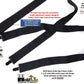 All Black Hidden Undergarment Suspenders 1 1/2" wide 48"long, X-back style with No-slip Clips