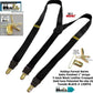 Holdup Brand Black Formal Series 1" Satin Finished Suspenders in Y-back with Gold No-slip Clips