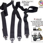 Hold-Ups 1 1/2" Wide All Black Hidden Undergarment Suspenders in XL Length with Black Gripper Clasps