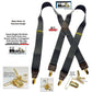 Hold-Ups Slate Gray 1 1/2" wide Suspenders in X-back with USA Patented No-slip Gold Clips