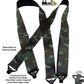 Hold-Up Brand Woodland Camouflage Pattern Wide Hold-Up Suspenders w/ USA Patented Plastic Gripper Clasp