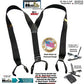 Hold-Ups Black XL 1 1/2" wide Casual Series Double-Ups Style Suspenders in Black Pack color and No-slip Clips