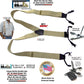 Sand Dunes Tan XL 54" Big & Tall Holdup Double-Up Style Suspenders with dual Patented black no-slip clips