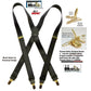 Holdup Brand Tuxedo Black 1" wide Satin Finish X-back Style Suspenders with USA Patented No-slip Gold clips