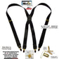 Hold-Ups XL Tuxedo Black Satin Finish 1" Wide, X-back style Suspenders with USA Patented No-slip Gold Clips