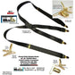 Hold-Ups XL Tuxedo Black Satin Finish 1" Wide, X-back style Suspenders with USA Patented No-slip Gold Clips