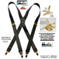 Hold-Ups XL Tuxedo Black Satin Finish 1" Wide, X-back style Suspenders with USA Patented No-slip Gold Clips