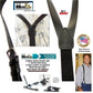 HoldUp narrow Black Belt Strap Style Genuine Bonded Leather Suspenders with black no-slip clips