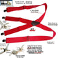 RED Industrial Series Heavy Duty X-back Suspenders with No-slip Jumbo Silver Clips