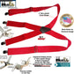 Red Industrial Series 2" Wide Holdup Work Suspenders with Jumbo Silver-tone No-slip clips