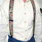 Holdup Brand Ourdoorsman Series X-back suspenders In The Fish Tales Pattern And Jumbo USA Patented No-Slip Center Pin Clips