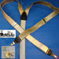 Hold-Ups Champagne Gold  Tan 1" wide Satin Finish Suspenders Y-back Style and Patented No-slip Gold Clips
