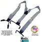 Holdup Brand Silver Fox Grey Dual-clip Double-ups Style Suspenders 1 1/2" wide with Patented No-slip Clips