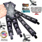 Holdup Brand USA made 2" wide Biker Skull & Crossbones pattern X-back suspenders with Jumbo no-slip clips