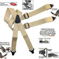 HoldUp Brand No-buzz Airport Friendly TAN Suspenders in X-Back style and USA Patented Gripper Clasps