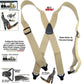 HoldUp Brand No-buzz Airport Friendly TAN Suspenders in X-Back style and USA Patented Gripper Clasps