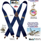 Hold Suspender Company Classic Dark Blue XL Suspenders in X-back Style with Patented silver no-slip clips